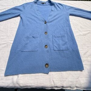 Banana Republic Soft Cashmere Blue Cardigan Sweater Ribbed Knit XS